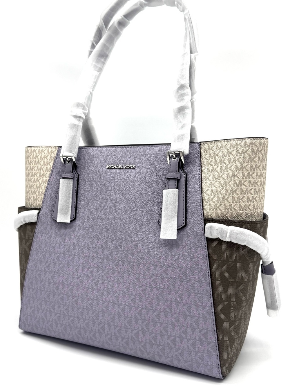 Michael Kors Voyager Large Color-Block Signature Logo Tote Bag - Lilac
